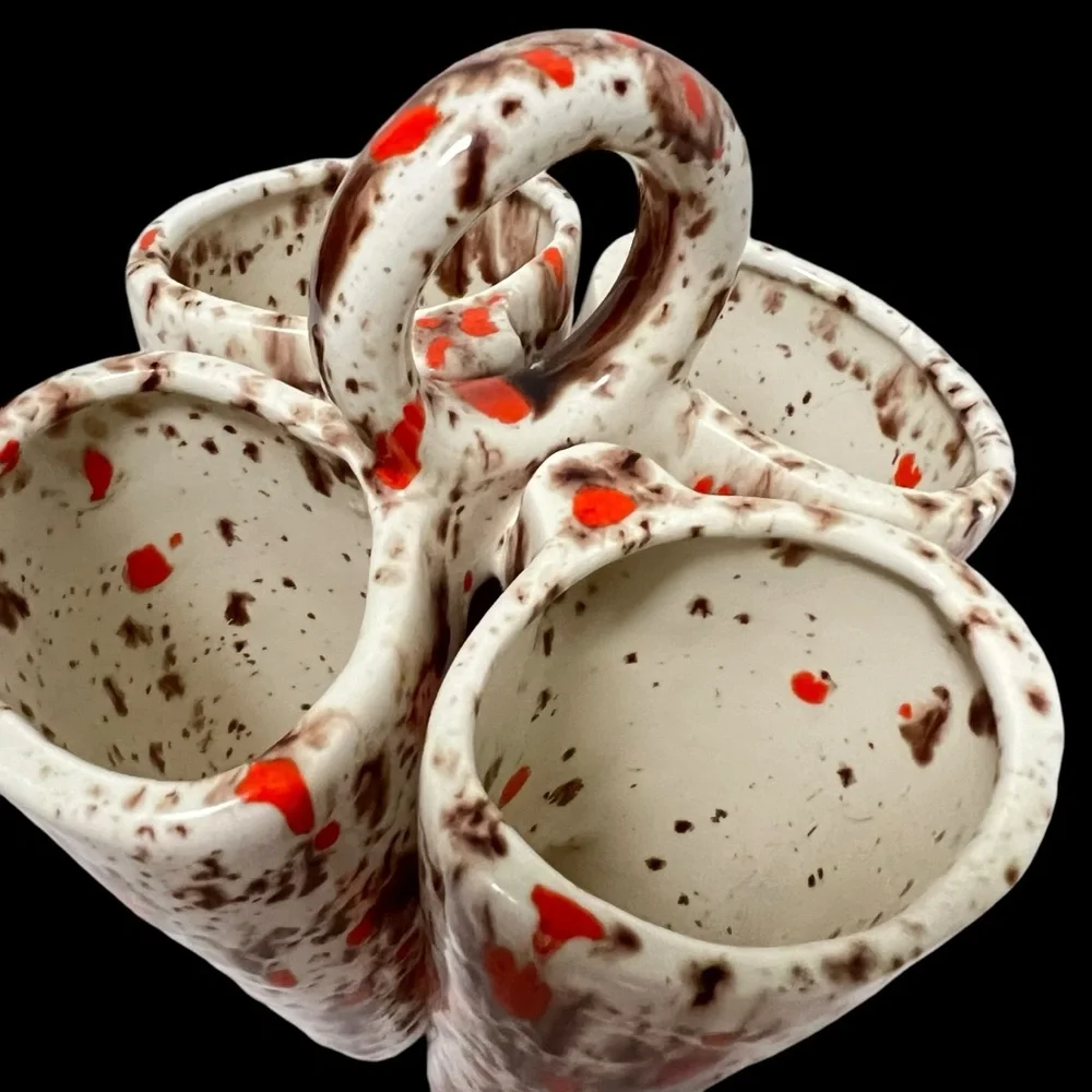 Vintage Ceramic Splatter Glaze Vase or Trinket Holder 1970’s 8” Tall